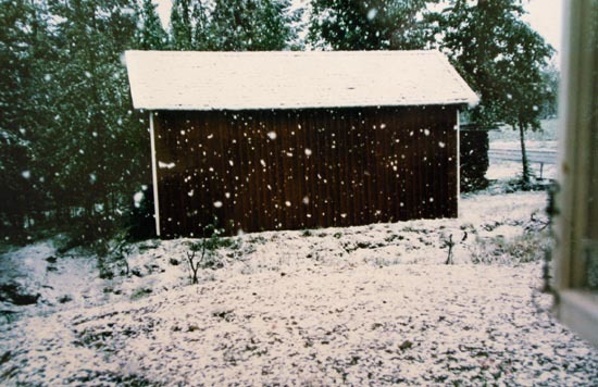 Snö i Risträsk, Vilhelmina, Kl 4.45 till kl 8.00.