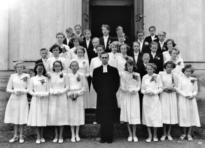 Konfirmation 1952, med Erik Fahlgren som präst.