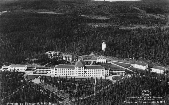 Flygfoto av Sanatoriet i Hällnäs, Vindeln.