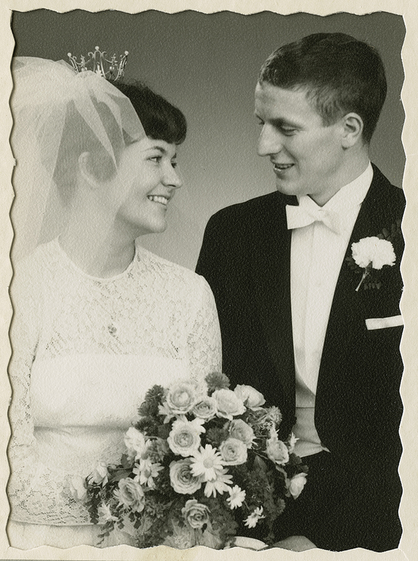 Elaine och John Elons bröllopsfoto 1963.