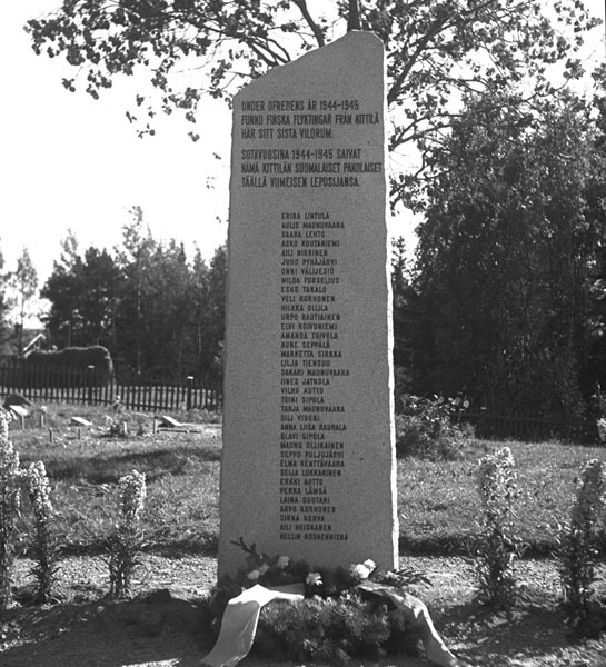 Monument över finska flyktingar från Kittilä