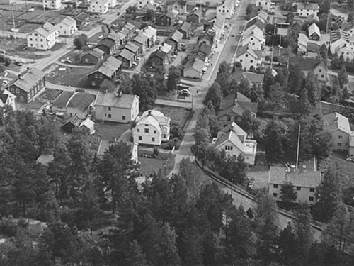 Flygbild över Vilhelmina 1953.