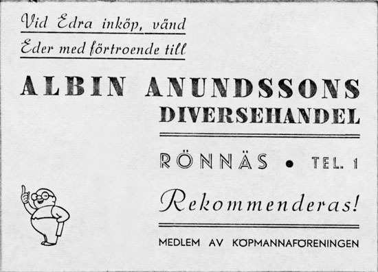 Reklamskylt för Albin Anundssons