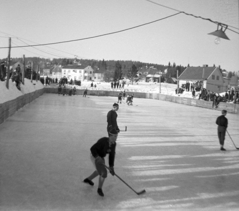 Vilhelminas ishockeyplan på Björkvägen ca 1955.