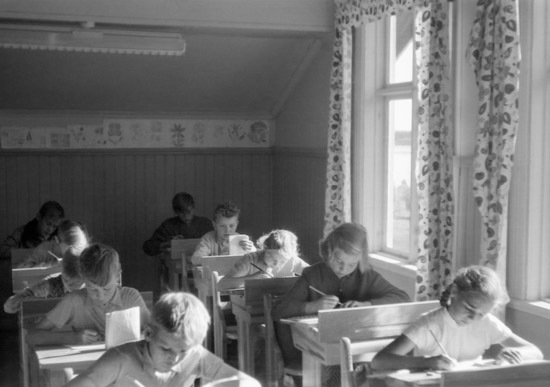 Klassrum i folkskolan, Skansholm.