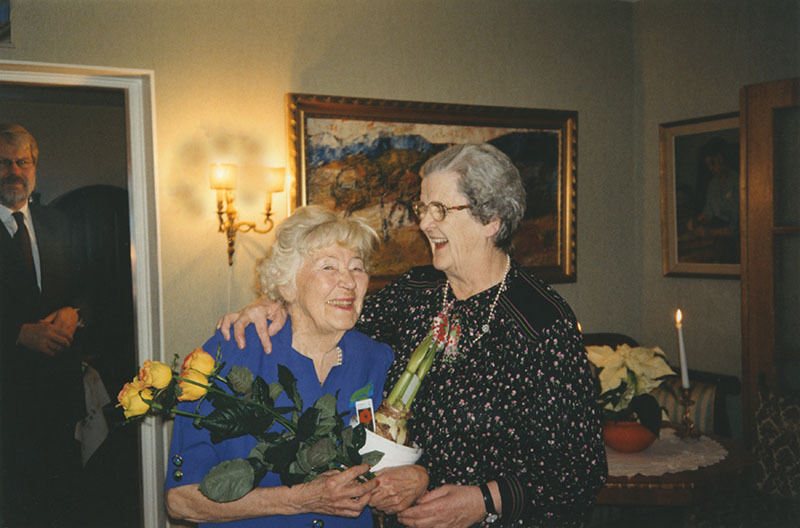 Rut med Stina Backman på sin 80-årsdag 1995.