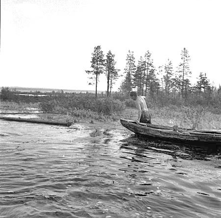 Flottare under arbete på Malgomajsjön.