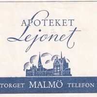 Receptkuvert, Apoteket Lejonet, Malmö
