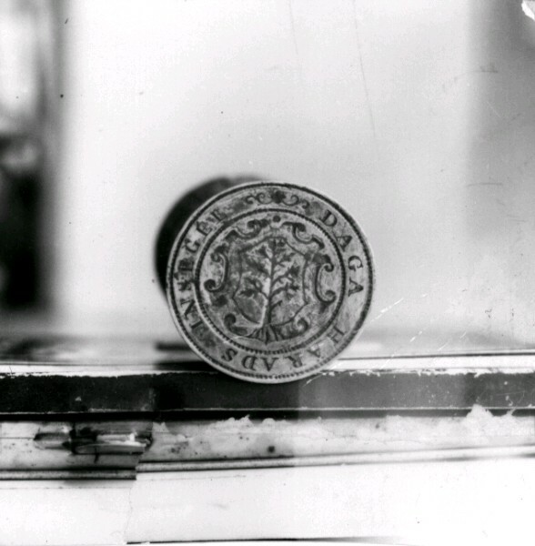 Sigillstamp av silver från Daga härad, gjord 1753