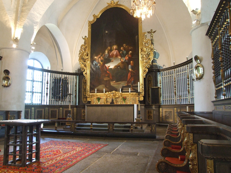 S:t Nicolai kyrka, interiör, högkoret från väst.