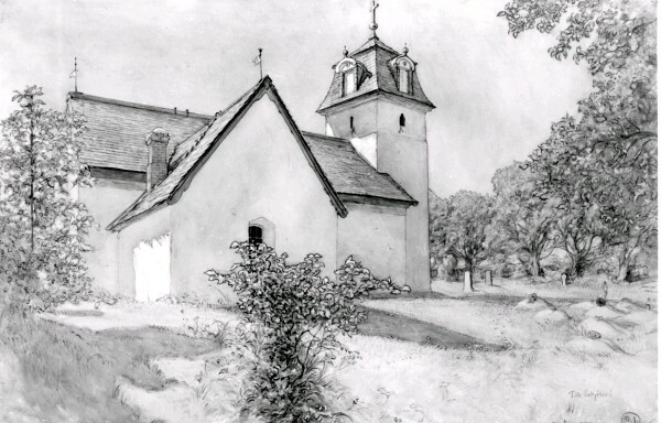 Teckning av Hammarby kyrka