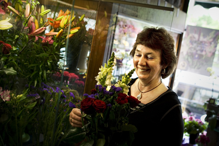Anita Litzell, blomsterhandlare på Sören's blom...