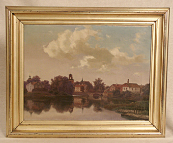 SLM 22389 - Oljemålning, stadsbron i Nyköping före 1888