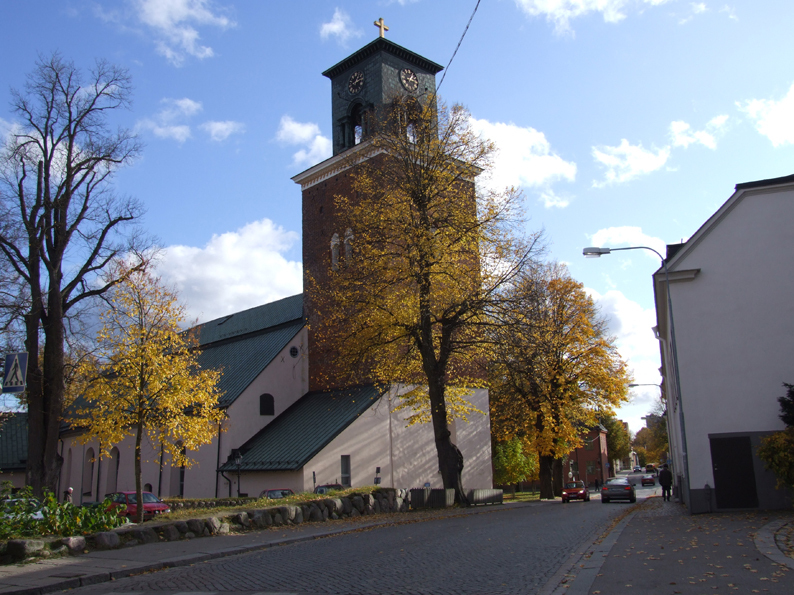 S:t Nicolai kyrka, kyrkoanläggningen från nordv...