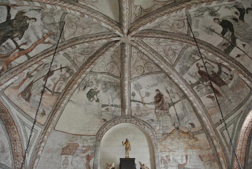 Tuna kyrka, interiör, kalkmålning i korets valv.
