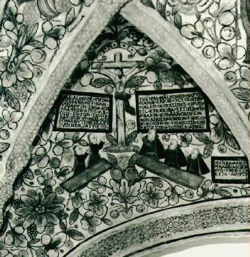 Kalkmålning i korvalvet i Vrena kyrka från tidi...