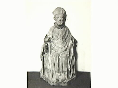 Träskulptur, en biskop, från 1300-talet som en ...
