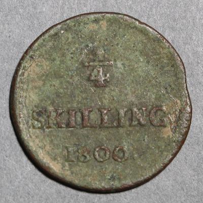 SLM 16447 - Mynt, Gustav IV Adolf, 1/4 skilling 1800, Riksgäldskontorets polletter