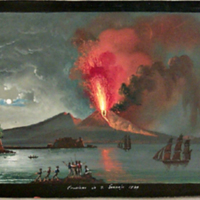 SLM 8477 - Gouache, vulkanutbrott 1839, Vesuvius