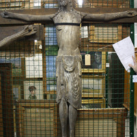 SLM 19010 - Triumfkrucifix från Tumbo kyrka, 1200-tal