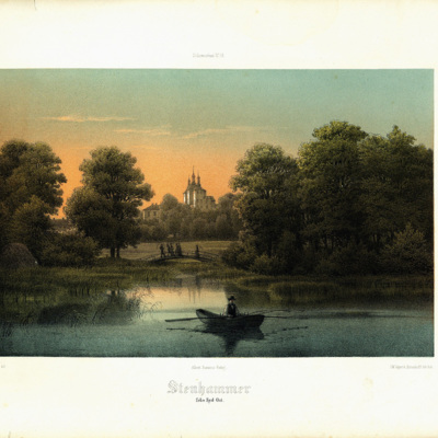 SLM 12251 3 - Litografi, Stenhammar från sydost efter F. Richardt (1819-1895)