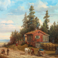 SLM 14096 - Oljemålning, landskapsbild från Bie, av Gustaf Wilhelm Palm