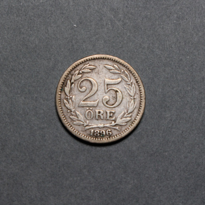 SLM 8372 - Mynt, 25 öre silvermynt 1896, Oscar II