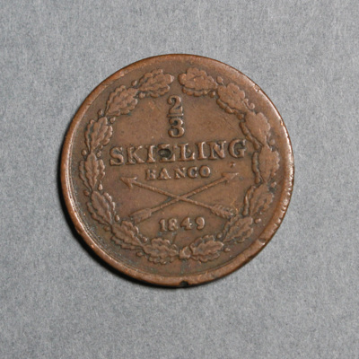 SLM 16632 - Mynt, 2/3 skilling banco kopparmynt typ II 1849, Oscar I