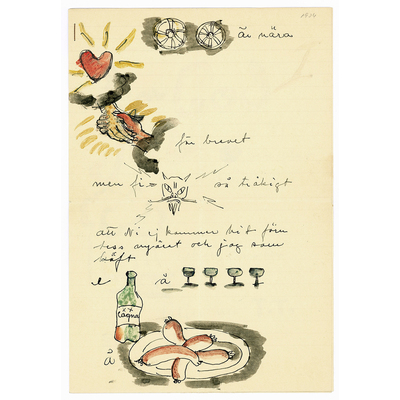 SLM 12326 9-15 - Utdrag från brev, med illustrationer av konstnären Per Månsson (1896-1949)