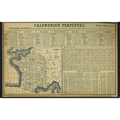 SLM 9669 - Brevmapp, skrivbordsunderlägg med karta och kalender 1879-1888