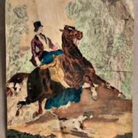 SLM 7190 - Akvarell, barnteckning, kvinna på häst, Bernhard Österman (1870-1938)