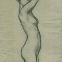 SLM 5673 - Teckning, kolteckning, motiv med naken kvinna, signerad Roger Reboussin 1912