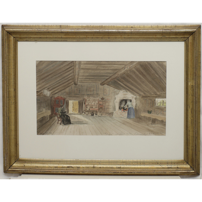 SLM 11061 - Akvarell, Tovastugans målade sal, Uno Dewoon efter Mårten Eskil Winge