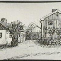 SLM M020814 - Bagaregatan 8 i Nyköping, teckning av Knut Wiholm