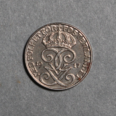 SLM 12597 63 - Mynt, 2 öre järnmynt 1917, Gustav V