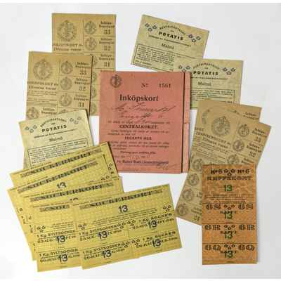 SLM 59359 2 (1-14) - 14 inköpskort, ransoneringar för åren 1918 - 1919, Malmö stads livsmedelsnämnd