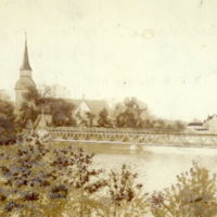 SLM M025185 - Fors kyrka med järnvägsbron, 1916