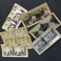 SLM 15543 1-7 - Stereoskopbilder, humoristiska bilder från tiden omkring 1900