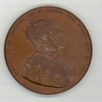 SLM 5808 7 - Medalj av brons, utgiven 1860 i samband med kröningen av Karl XV och Lovisa
