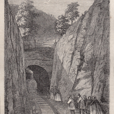 SLM 15925 - Tunneln vid Nyboda backe, tidningsklipp omkring 1860