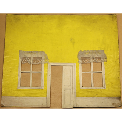 SLM 13813 1-4 - Fond och kulisser, gul interiör, scenografi till modellteater.