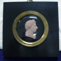 SLM 11260 17 - Kungaporträtt av rosa vax, inramat, Karl XIV Johan