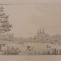 SLM 12009 8 - Teckning, Stenhammar från västra sidan, Thora Thersner 1848