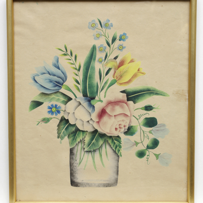 SLM 11998 1 - Akvarell, blomma i vas, av Hilda Lundqvist (1858-1944)