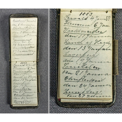SLM 24050 - Litet anteckningsblock med noteringar om inbjudningar 1881-1882