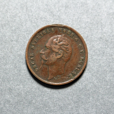 SLM 16675 - Mynt, 1 öre bronsmynt 1857, Oscar I