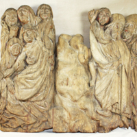 SLM 19084 - Del av altarskåp, figurscener, troligen 1500-tal