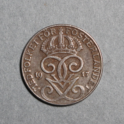 SLM 12597 60 - Mynt, 2 öre järnmynt 1917, Gustav V