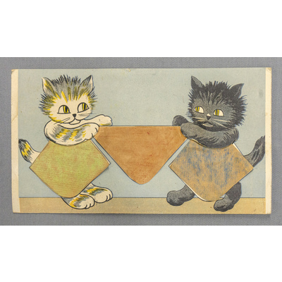 SLM 59169 - Barntavla med kattmotiv,underlag till vikta näsdukar, 1930-tal