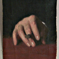 SLM 7212 - Oljemålning, detalj, hand med cigarr, Bernhard Österman (1870-1938)